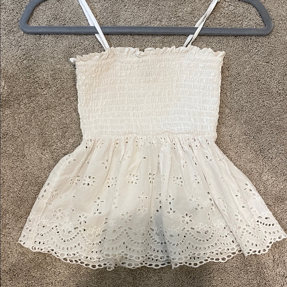 American Eagle Outfitters White Smocked Cami